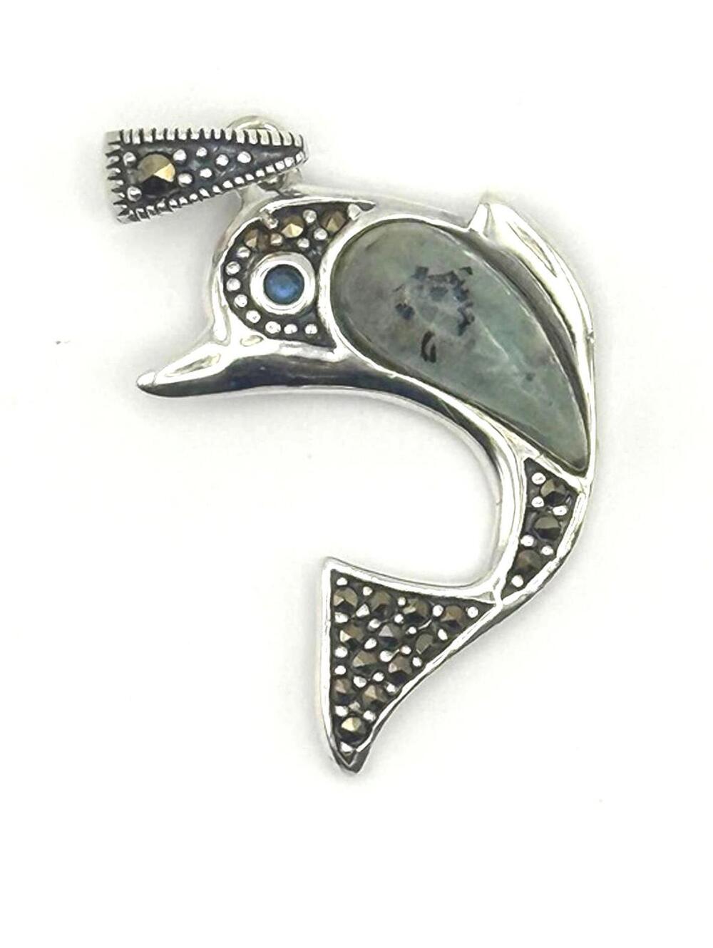 Genuine British Columbia Jade Dolphin Sterling silver .925 pendant
